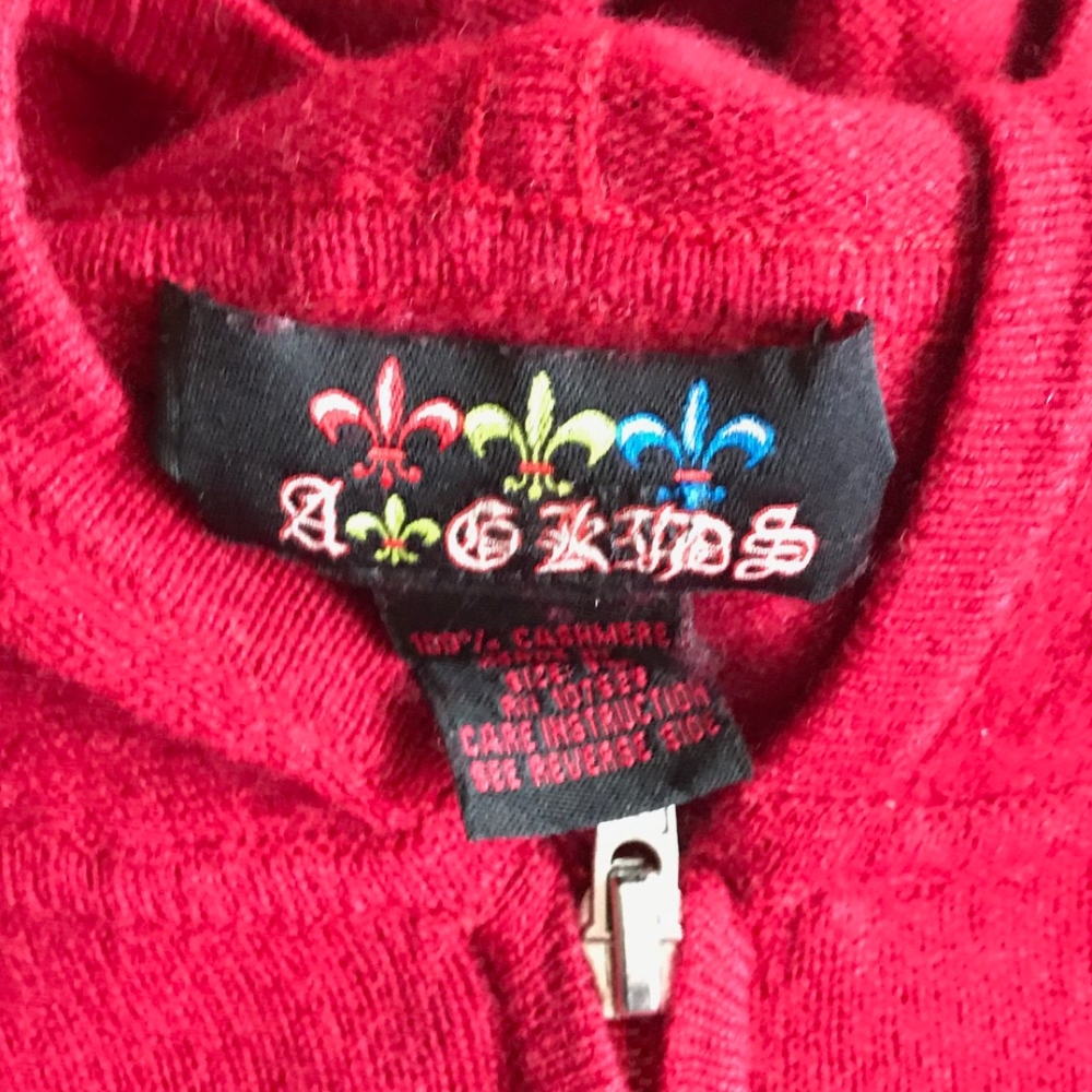 Authentic  Amal Guessous Red Cashmere Hoodie - Picture 4 of 4